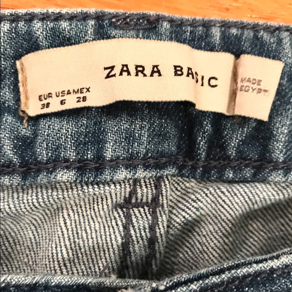 Zara Basic Distressed Blue Jeans - image 1